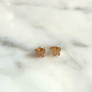 New Pandora Gold Plated Butterfly Stud earrings